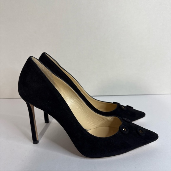 Jimmy Choo Shoes - Jimmy Choo London black suede pumps button detail ladies 36.5 US 6.5 Made Italy